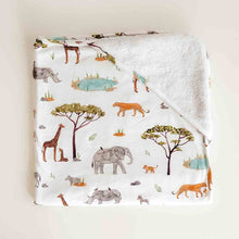 Load image into Gallery viewer, Organic Hooded Baby Towel - Safari