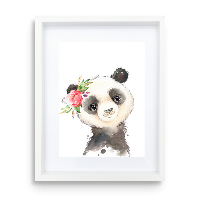 A4 Wall Art - Panda (Floral)