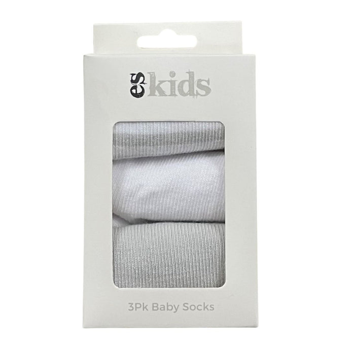 Baby Socks 3pk - Grey Stripe