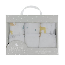 Load image into Gallery viewer, 3-Pack Muslin Wash Cloth - Animal Parade