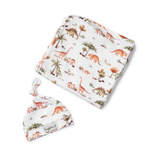 Load image into Gallery viewer, Jersey Wrap & Beanie Set - Dino