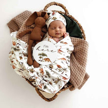 Load image into Gallery viewer, Jersey Wrap & Beanie Set - Dino