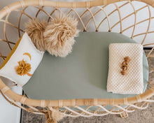 Load image into Gallery viewer, Fitted Bassinet & Change Mat Cover - Sage