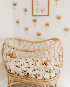 Fitted Bassinet & Change Pad Cover - Sunflower