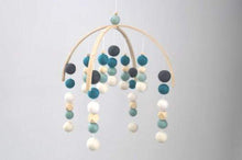 Load image into Gallery viewer, Turquoise, Mint, Grey/Blue, White Hex Round Felt Ball Mobile