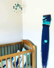 Load image into Gallery viewer, Turquoise, Mint, Grey/Blue, White Hex Round Felt Ball Mobile