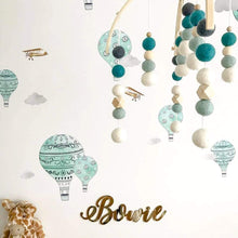 Load image into Gallery viewer, Turquoise, Mint, Grey/Blue, White Hex Round Felt Ball Mobile