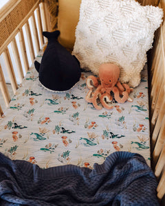Fitted Cot Sheet - Whale