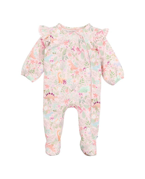 Florasaurus Print LS Zip Onesie