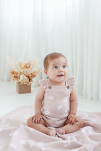 Flower Ruffle Knit Romper