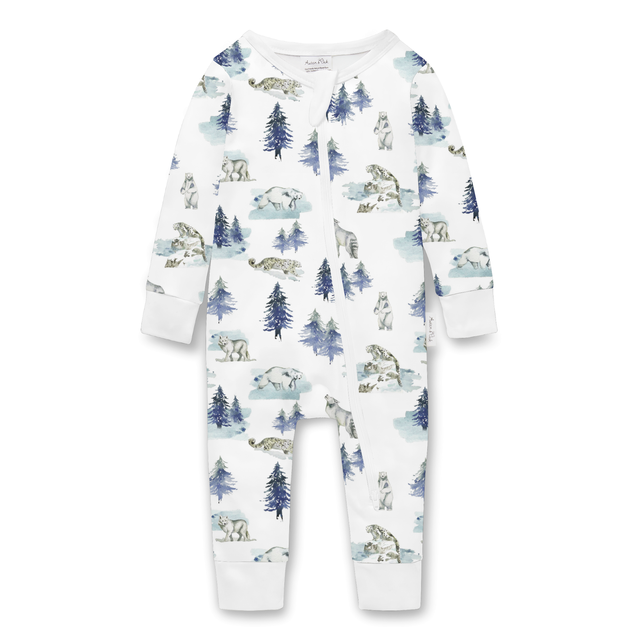 Snow Animals Zip Romper