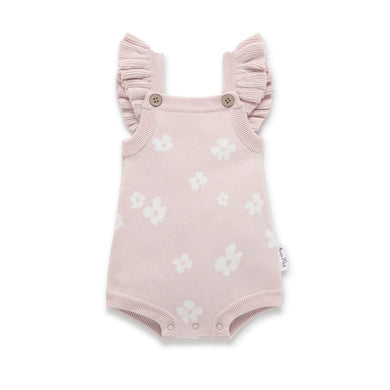 Flower Ruffle Knit Romper