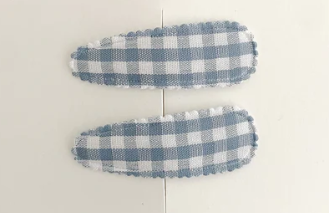 Linen Snap Clips - Baby Blue Gingham