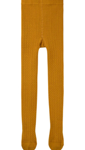 Cable Knit Tights - Mustard