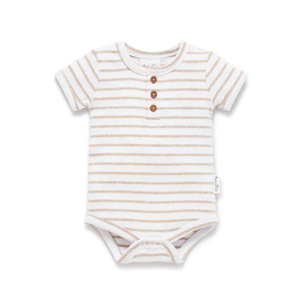 Stripe Rib Henley Onesie