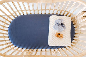 Fitted Bassinet Sheet & Change Mat Cover - Reign Blue