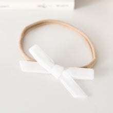 Load image into Gallery viewer, Velvet Petite Bow Headband - White