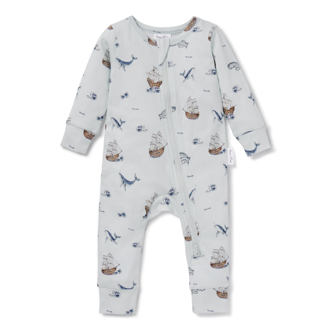 Whale Zip Romper