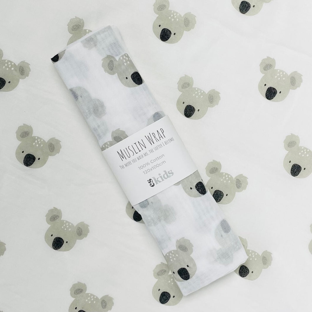 Grey Koala Muslin Wrap