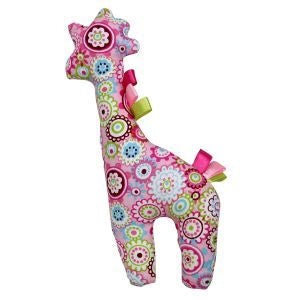 Flat Giraffe Rattle - Pink Floral