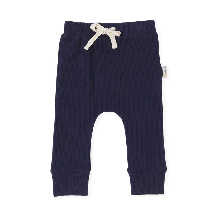 Bailey Drop Track Pants - Ribbed Navy Blue