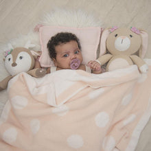 Load image into Gallery viewer, Chenille Pram Blanket - Blush/Dots