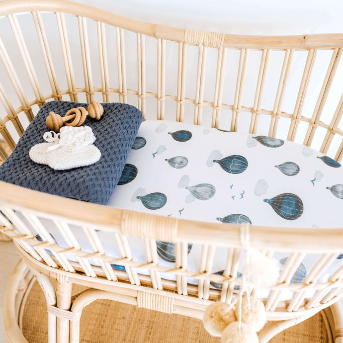 Fitted Bassinet Sheet & Change Mat Cover - Cloud Chaser