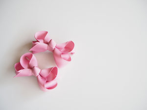 Bow Clip Small Piggy Tail Pair - Dusty Pink