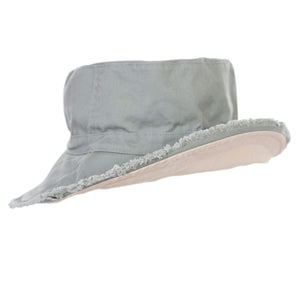 Khaki Frayed Bucket Hat