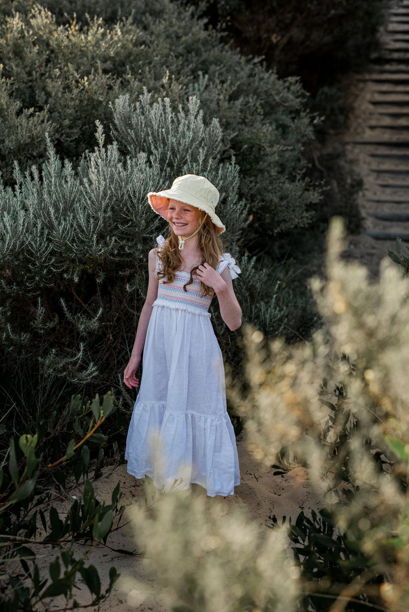 Lemon Frayed Bucket Hat – Possum & Friends Boutique