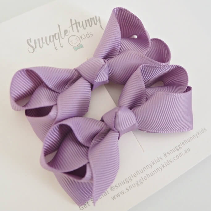 Bow Clips Small Piggy Tail Pair - Lilac