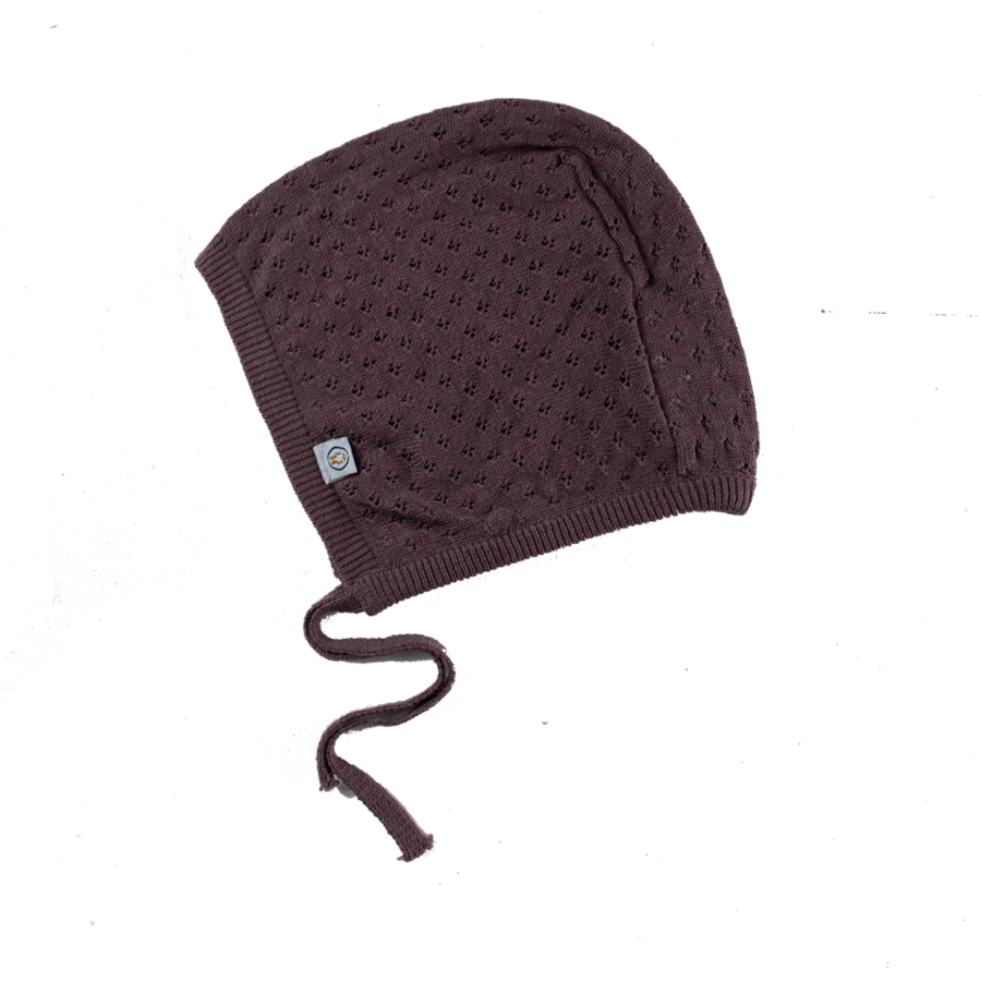 Pointelle Knit Bonnet - Mulberry