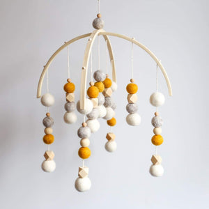 Mustard, Pebbles, White, Raw Hex and Round Felt Mobile