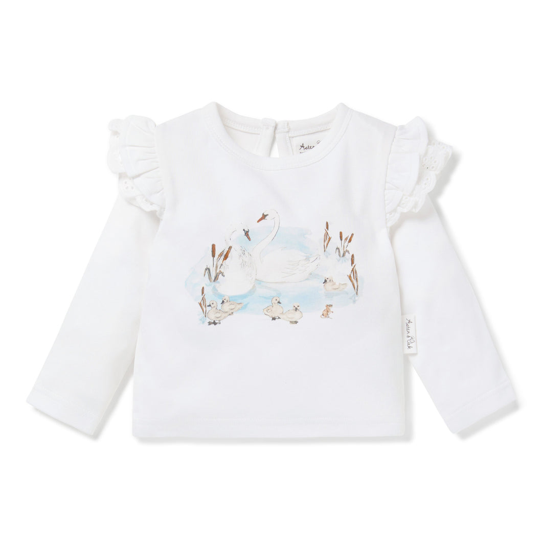 Swan Print LS Tee