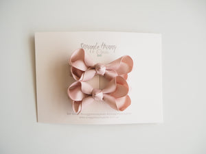 Bow Clip Small Piggy Tail Pair - Nude