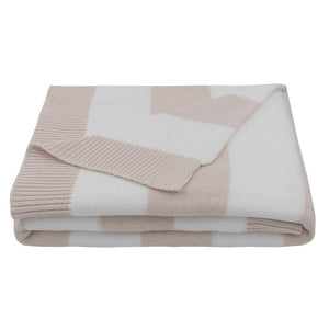 Cotton Knit Blanket - Pink/White
