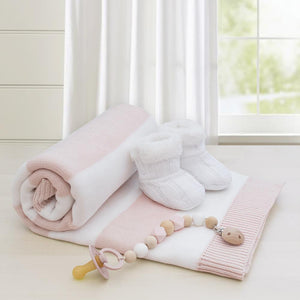 Cotton Knit Blanket - Pink/White