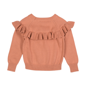 Clay Pink Frill Knit Cardigan