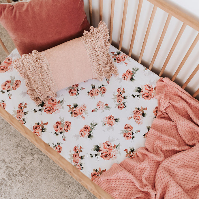 Fitted Cot Sheet - Rosebud