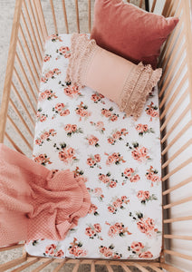 Fitted Cot Sheet - Rosebud