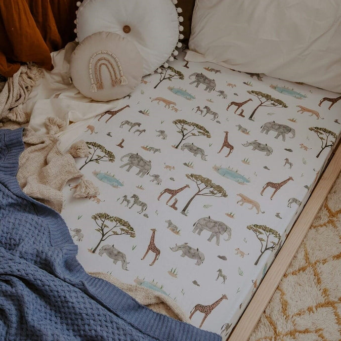 Fitted Cot Sheet - African Safari